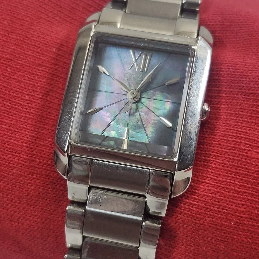 Citizen Ladies Watch Eco-Drive GN0S9 Solar Working Rectangular Japan Sapphire